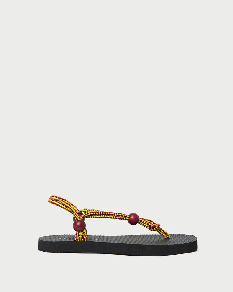 Mika Maroon/Yellow Sport Sandal with black rubber sole and maroon/yellow rope.