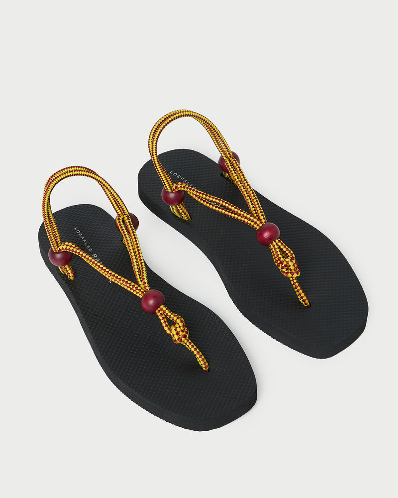 Mika Maroon/Yellow Sport Sandal with black rubber sole and maroon/yellow rope.