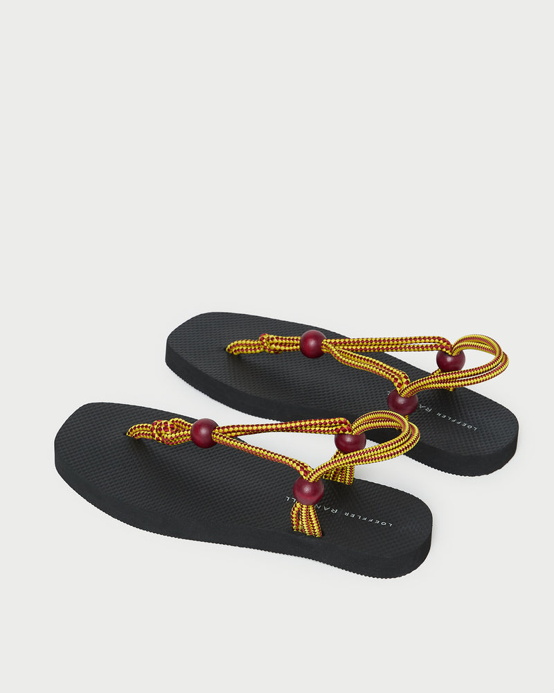 Mika Maroon/Yellow Sport Sandal with black rubber sole and maroon/yellow rope.
