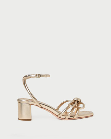 Mikel Champagne Bow Mid Heel Sandal