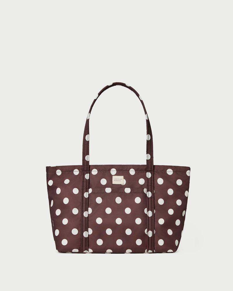 Mira Brown/Cream Everyday Tote in brown and cream polka dot.