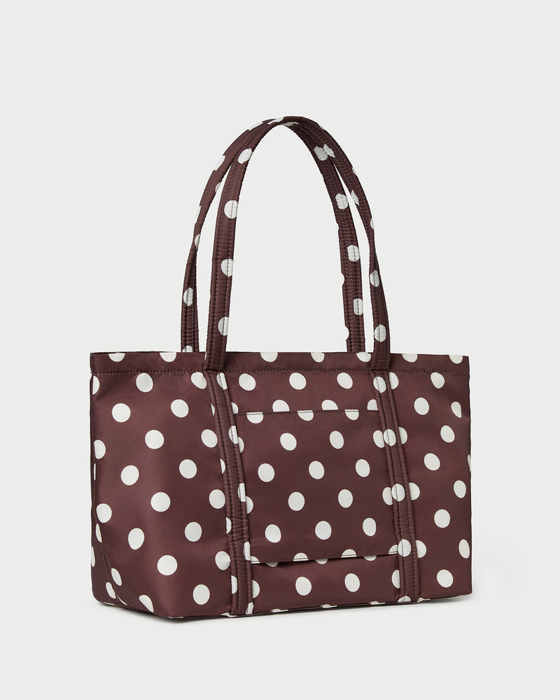 Mira Brown/Cream Everyday Tote in brown and cream polka dot.