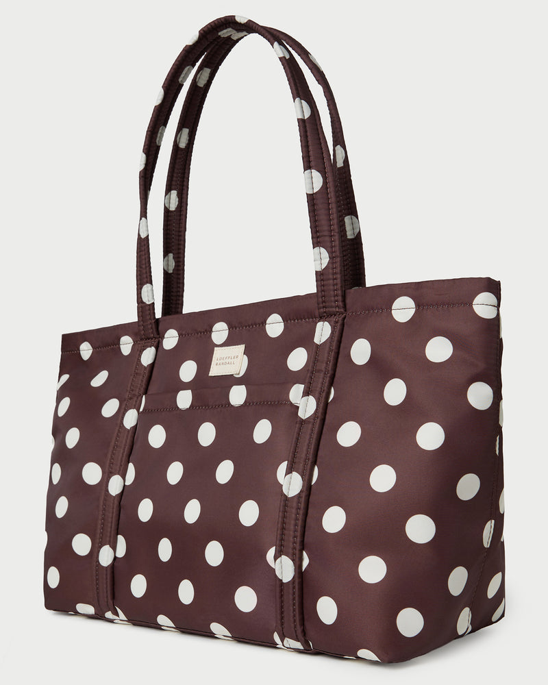 Mira Brown/Cream Everyday Tote in brown and cream polka dot.