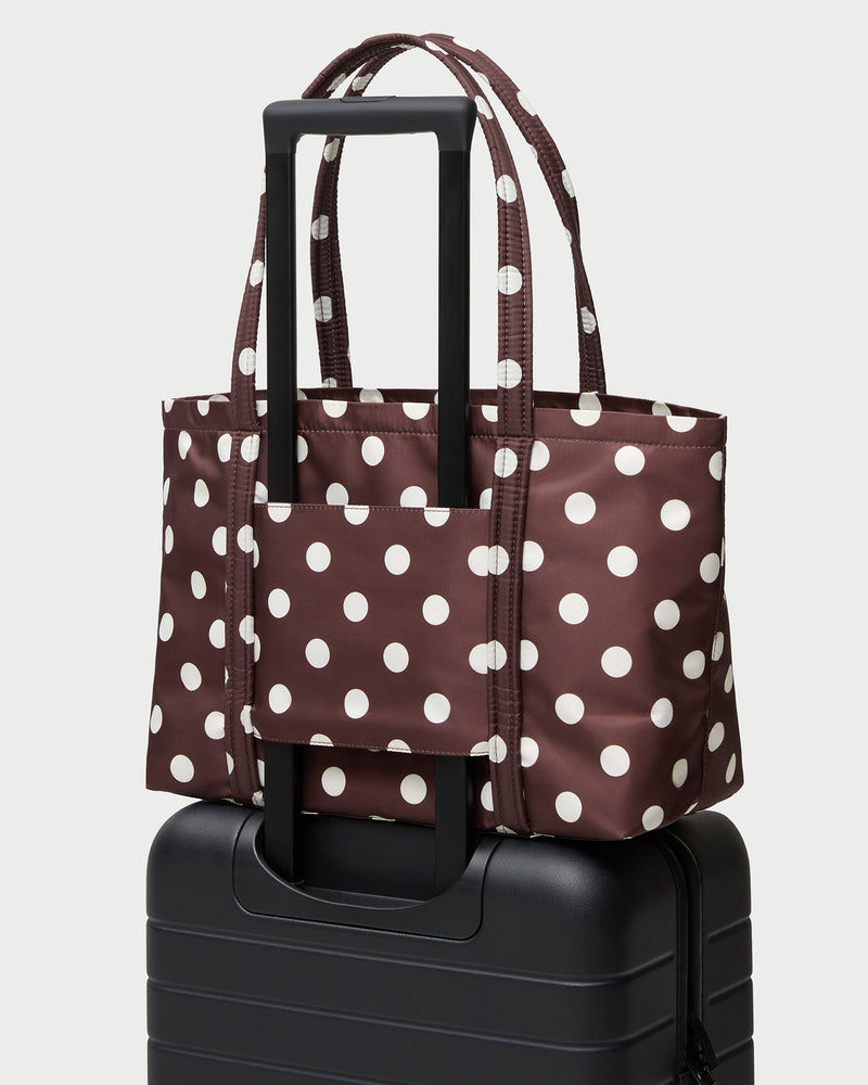 Mira Brown/Cream Everyday Tote in brown and cream polka dot.