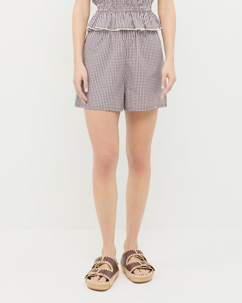 Moxie Brown Gingham Cotton Short | Bottoms | Apparel
