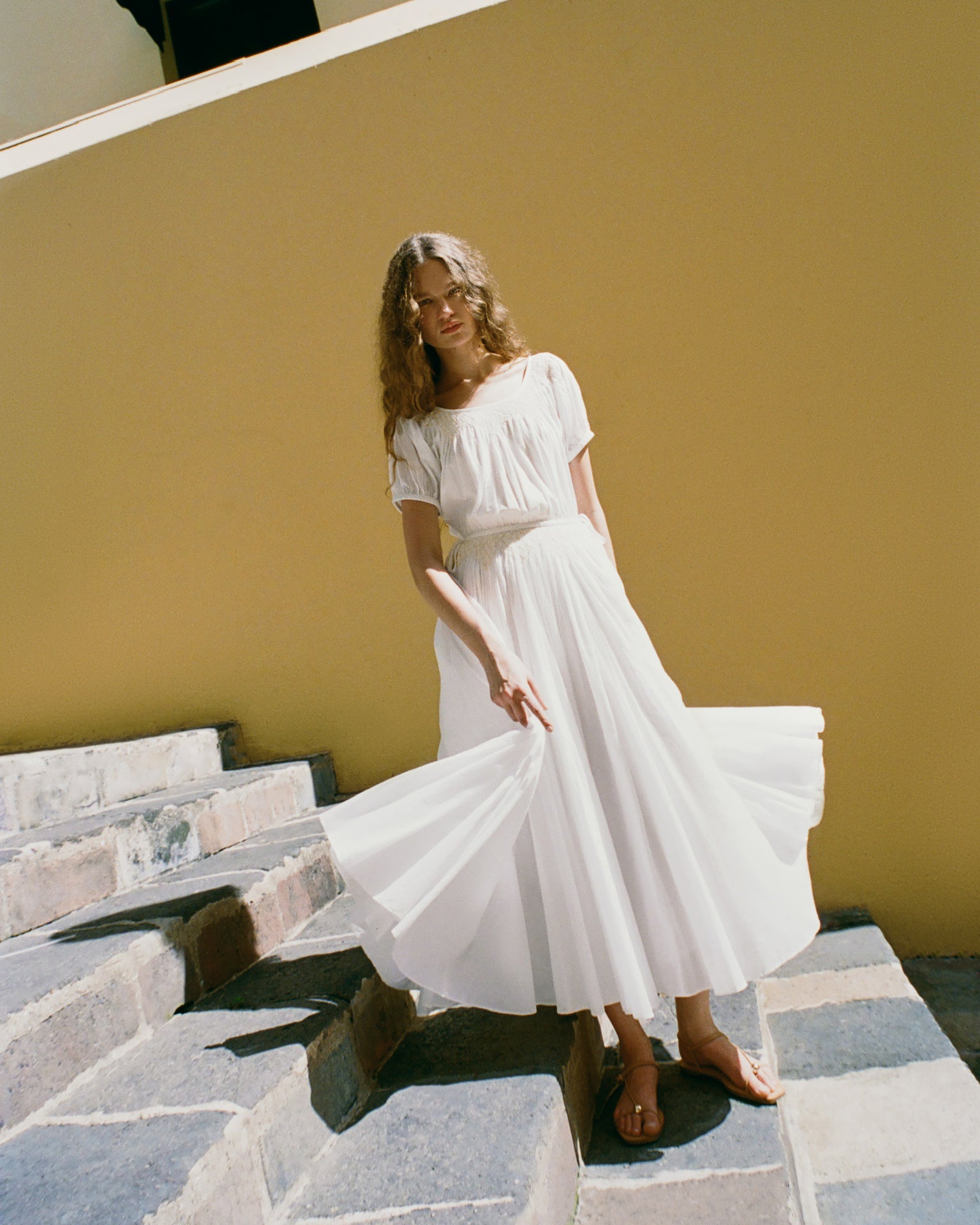 Nadya Cream Smocked Dress | Dresses