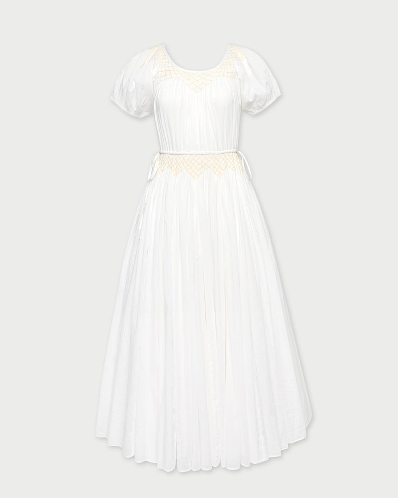 Nadya Dress in cream cotton.