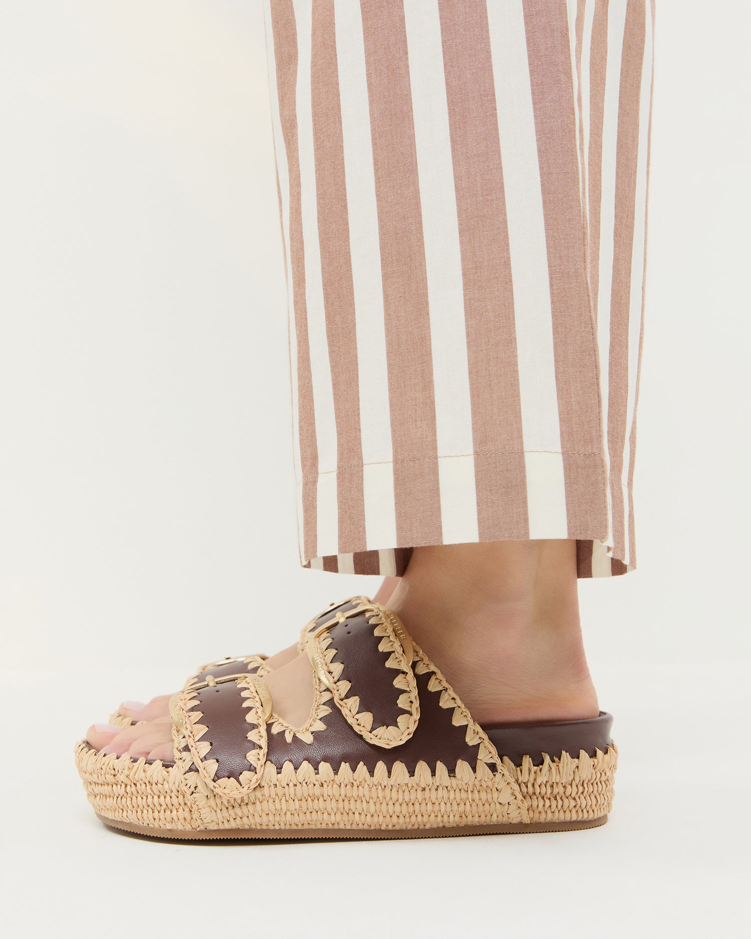 Nico Chocolate/Natural Two-Band Sandal | Flat Sandals | Footwear