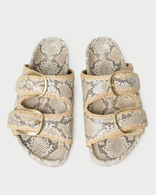 Nico Snake Two-Band Sandal in leather