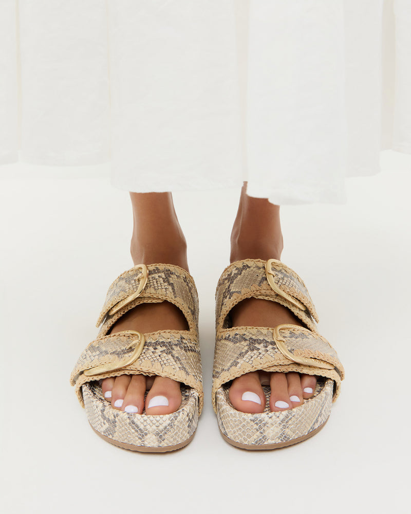 Nico Snake Two-Band Sandal in leather