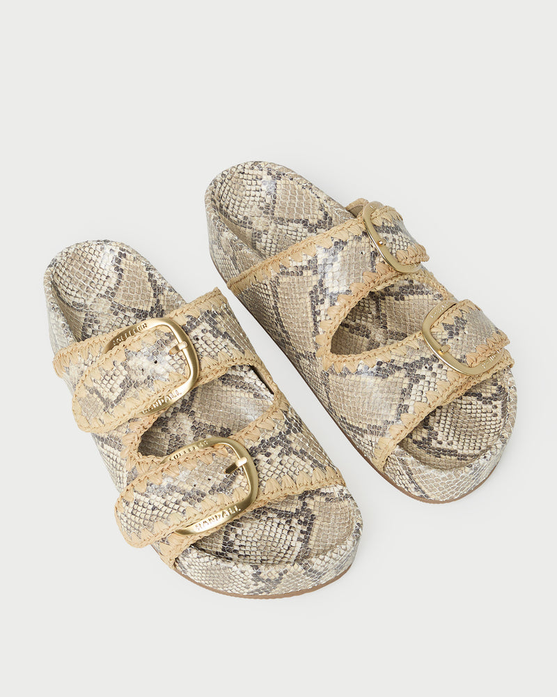 Nico Snake Two-Band Sandal in leather