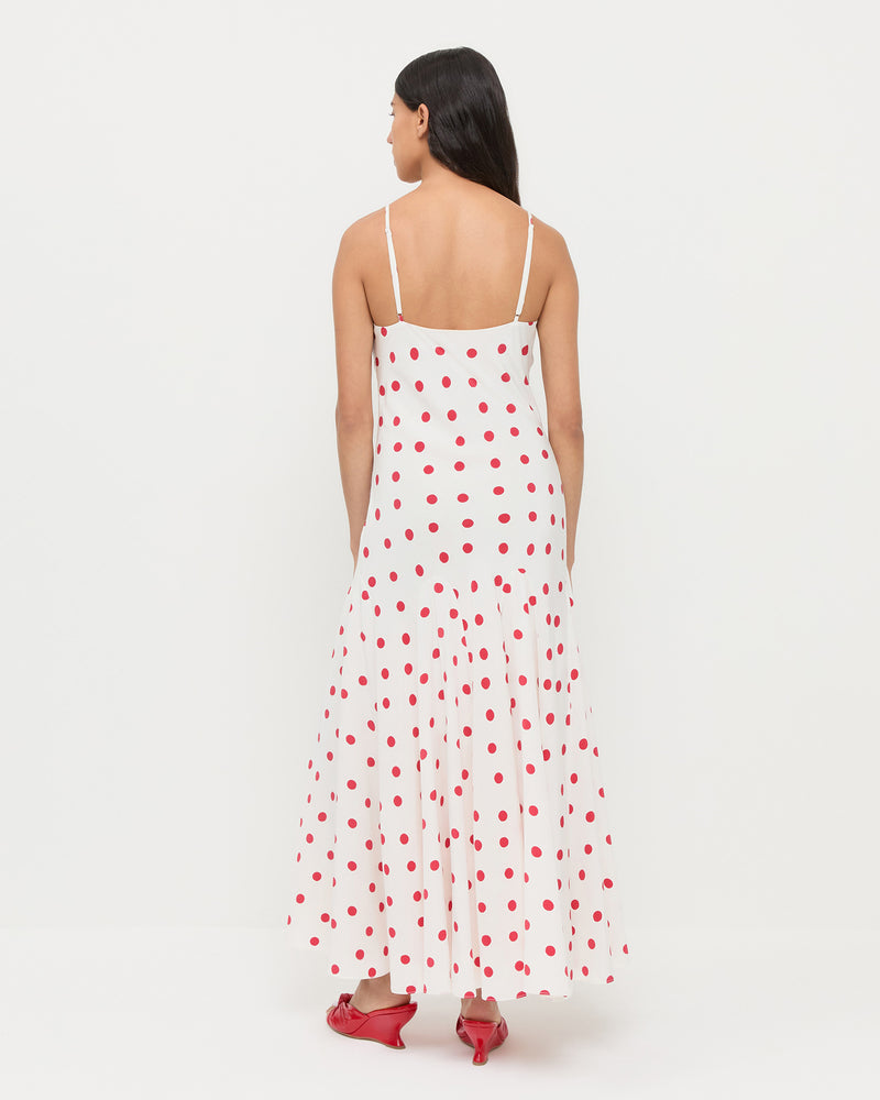 Nissa Red Polka Dot Silk Dress | Dresses | Apparel White/Red Polka Dot / S Nissa Red Polka Dot Silk Dress | Dresses | Apparel White/Red Polka Dot / S