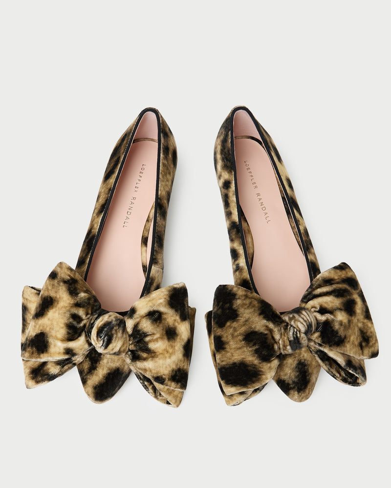 Noa Leopard Velvet Bow Flat