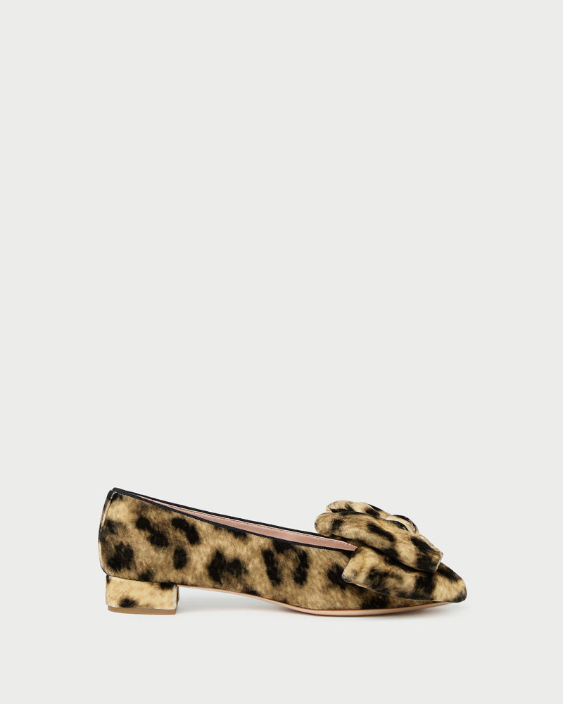 Noa Leopard Velvet Bow Flat