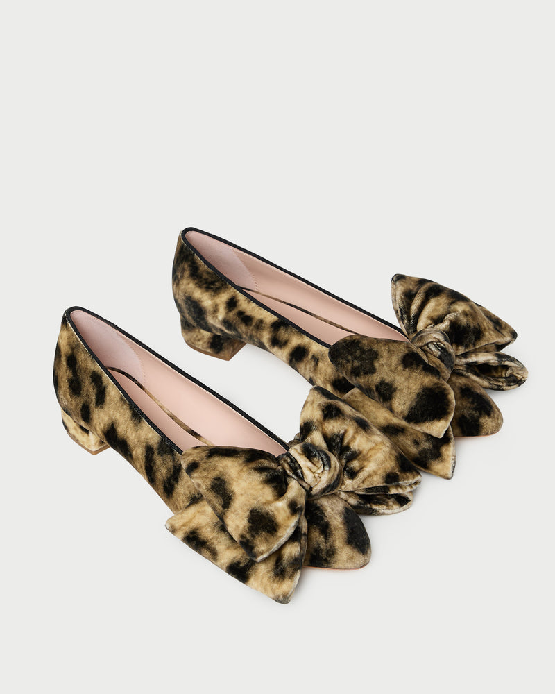Noa Leopard Velvet Bow Flat