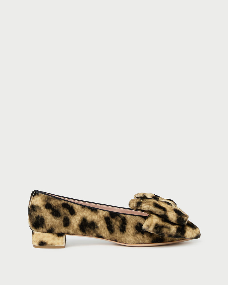Noa Leopard Velvet Bow Flat