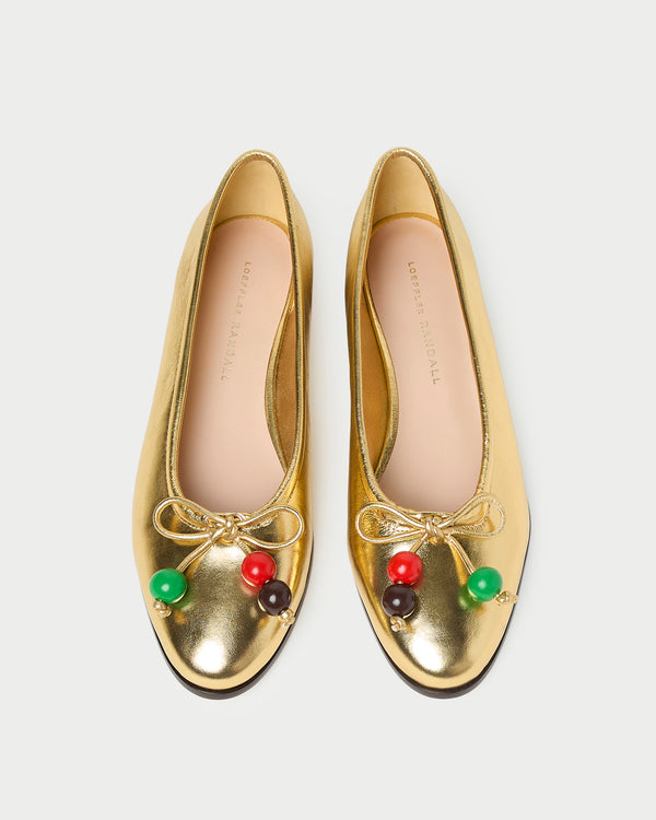 Noelle Champagne/Beads Ballet Flat