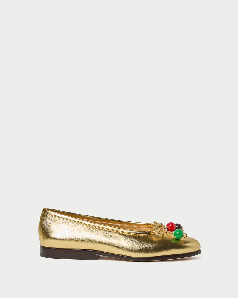 Noelle Champagne/Beads Ballet Flat