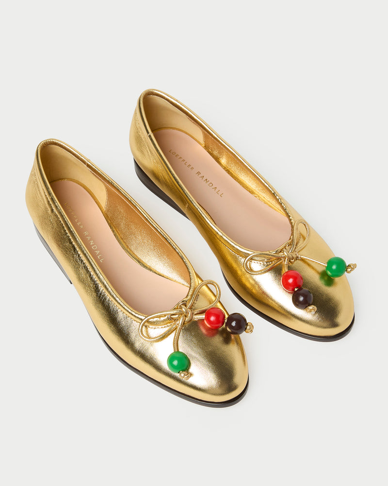 Noelle Champagne/Beads Ballet Flat