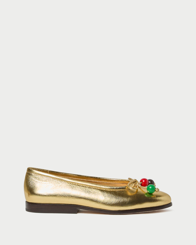 Noelle Champagne/Beads Ballet Flat