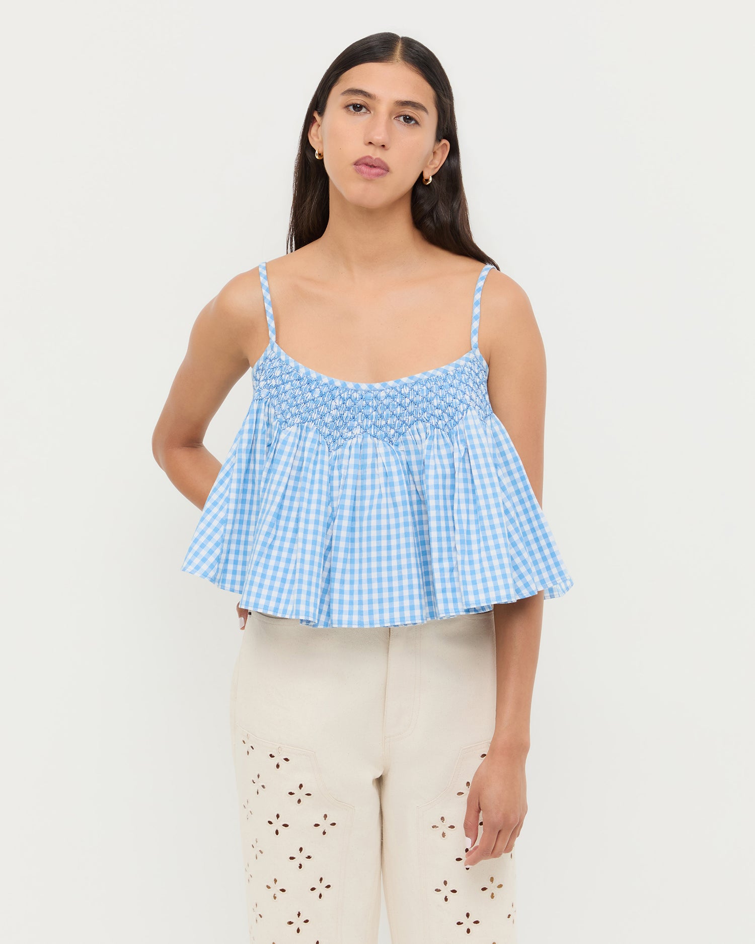 Nola Blue Gingham Top | Tops | Apparel