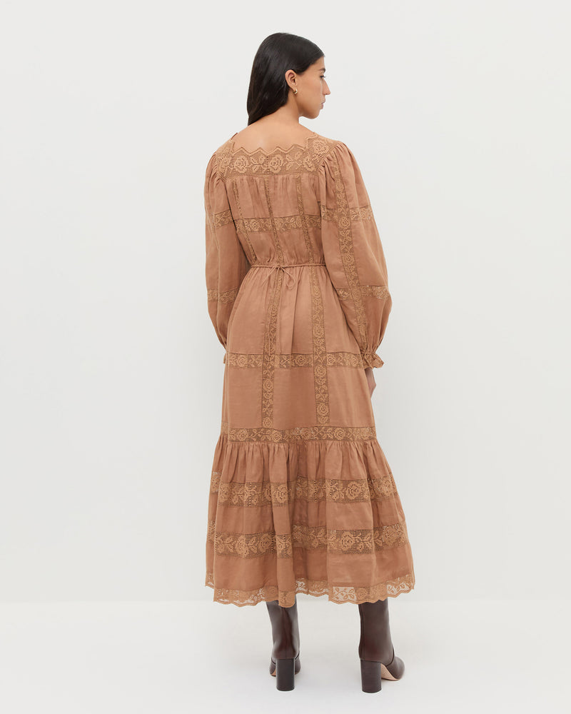 Perrin Dress in light brown cotton.