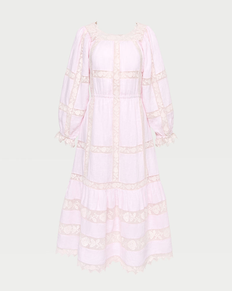 Perrin Dress in pale pink fabric.