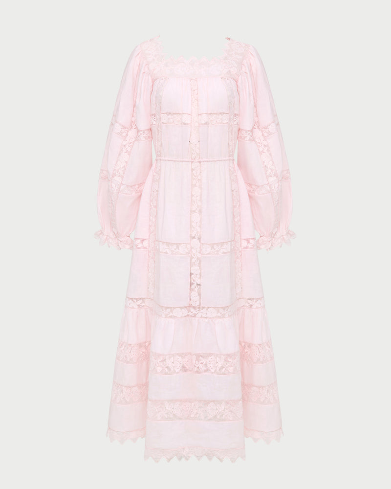 Perrin Dress in pale pink fabric.
