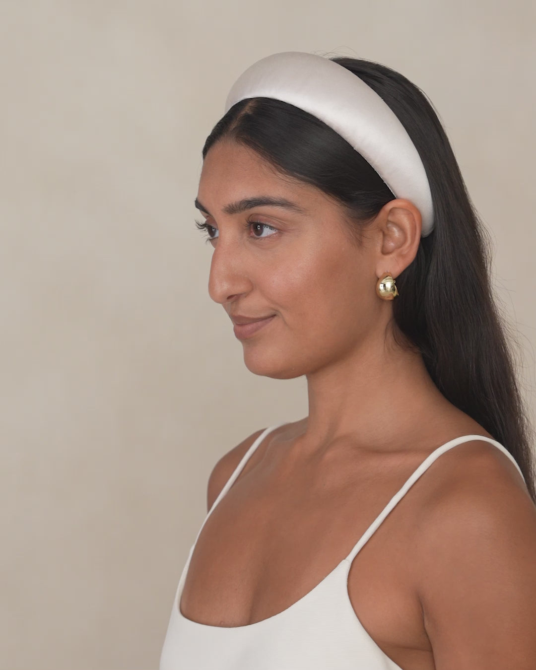 Bellamy Cream Satin Puffy Headband I Hair Accessories I