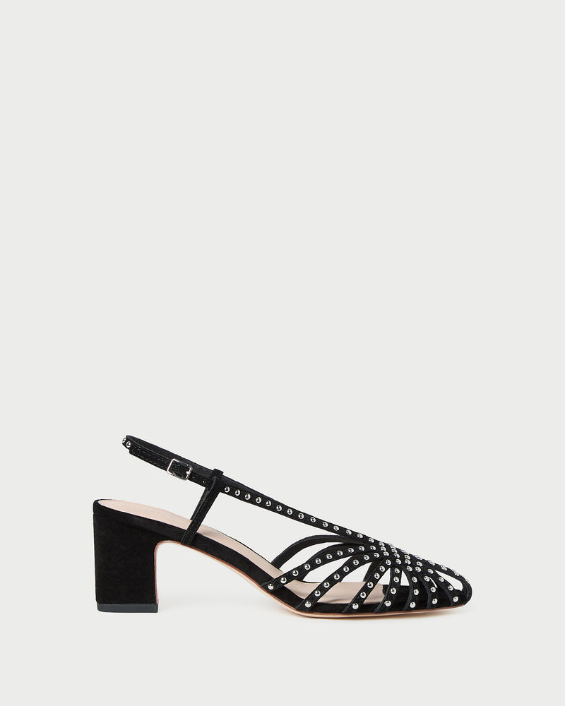 Priscilla Black/Silver Suede Heeled Sandal