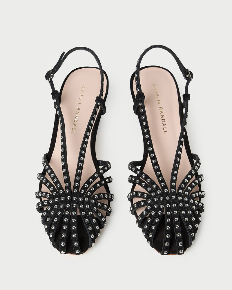 Priscilla Black/Silver Suede Heeled Sandal