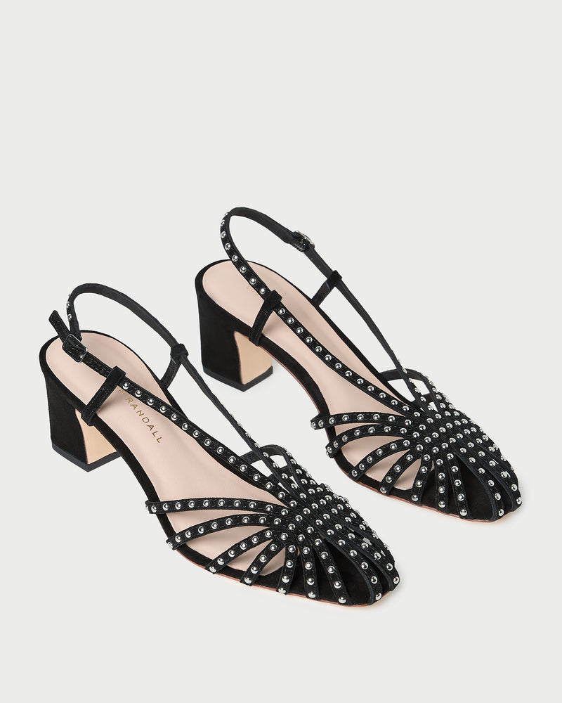 Priscilla Black/Silver Suede Heeled Sandal