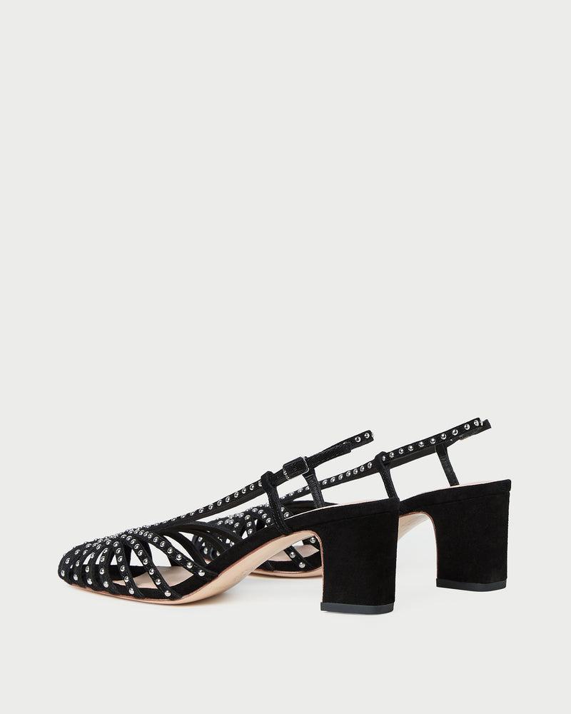 Priscilla Black/Silver Suede Heeled Sandal