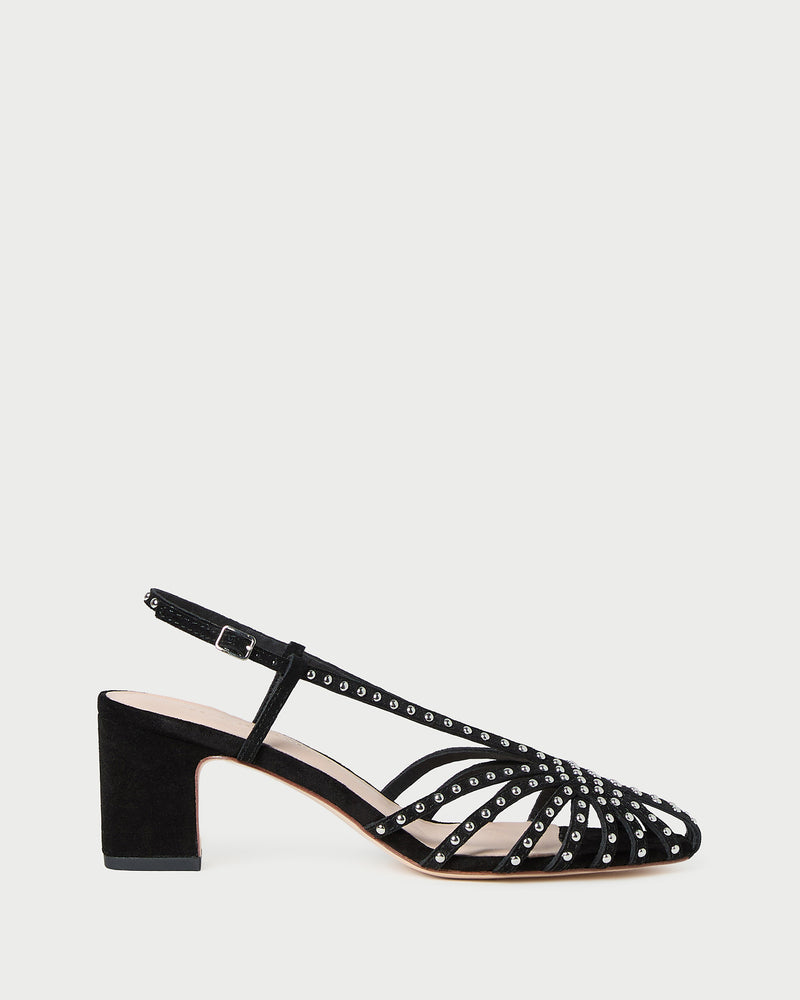 Priscilla Black/Silver Suede Heeled Sandal