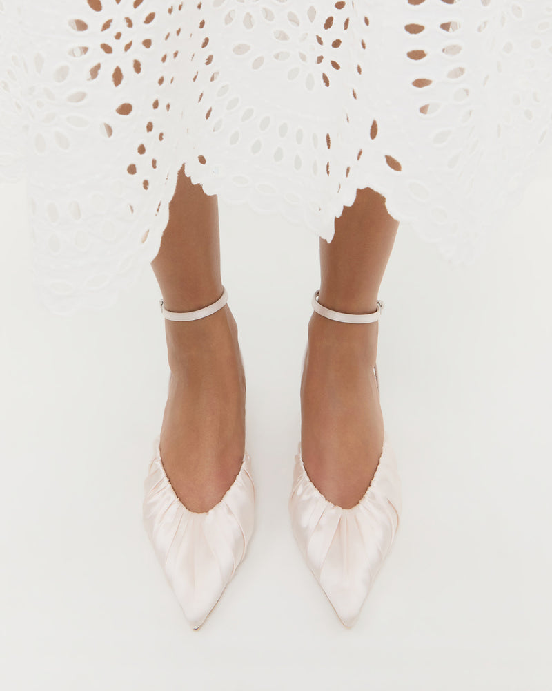 Rio Cream Satin Kitten Heel