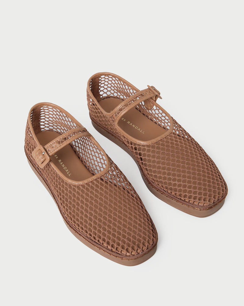 Rita Brown Netted Mary Jane in brown netted mesh.