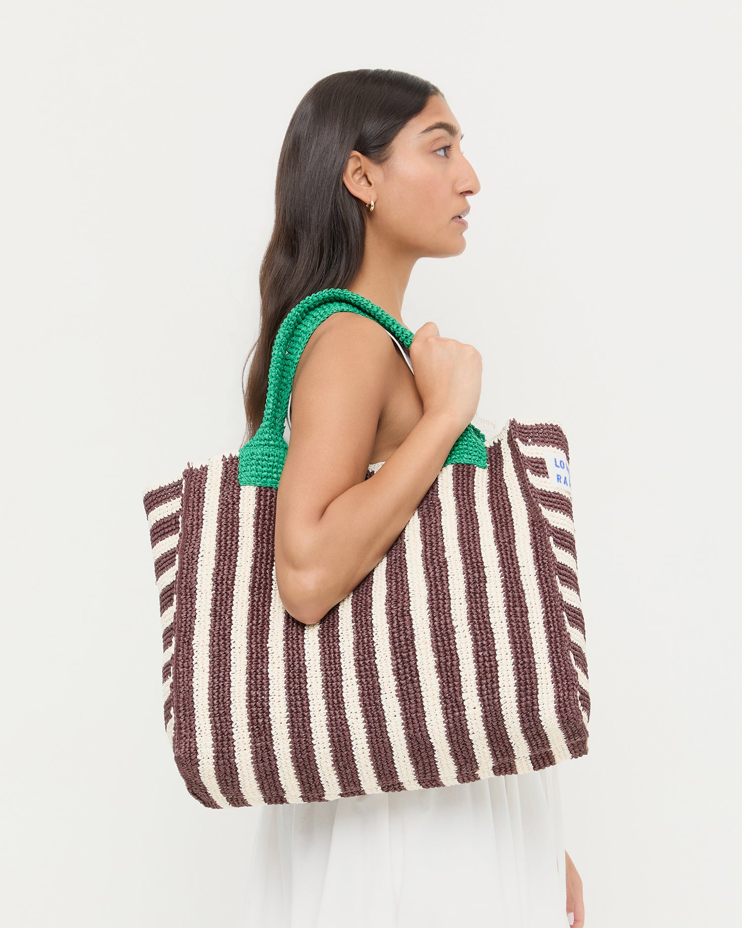 Sol Brown/White Crochet Beach Tote | Totes | Handbags
