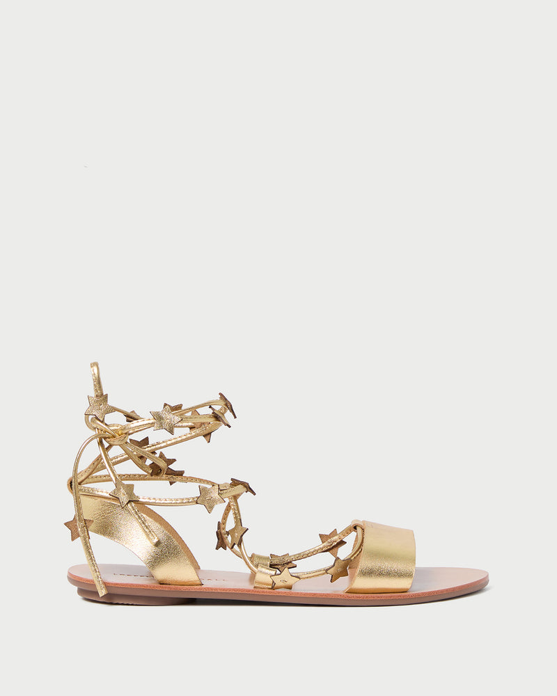 Starla Gold Wrap Sandal in gold metallic leather.