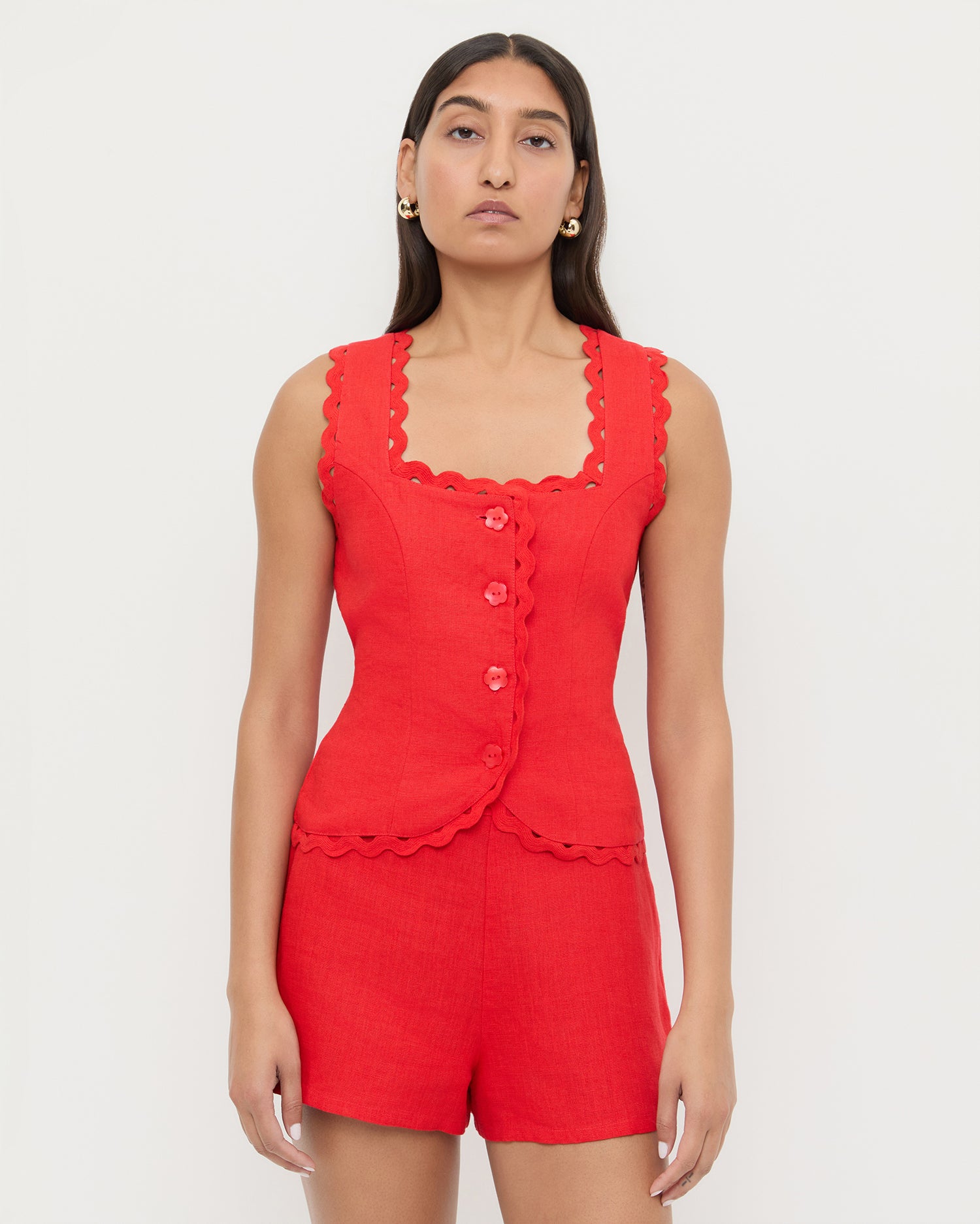 Teagan Red Ric Rac Top | Tops | Apparel