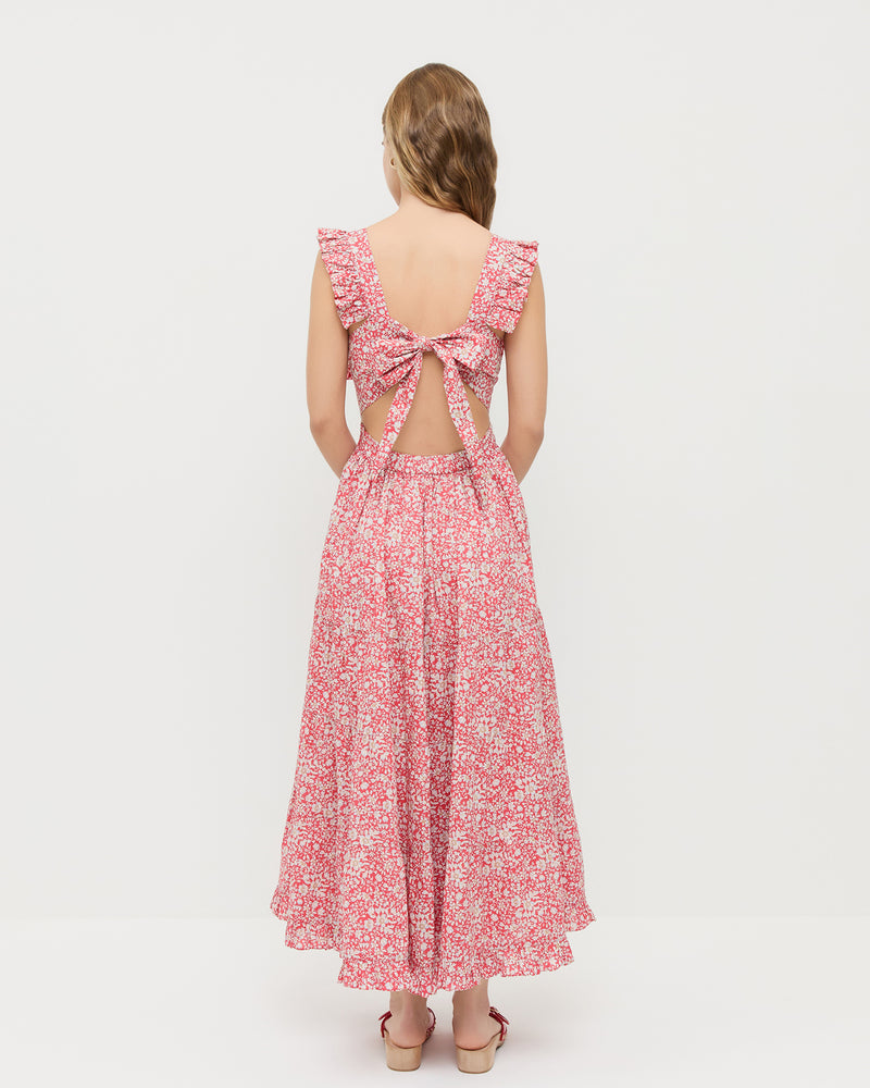 Tish midi dress in red floral cotton