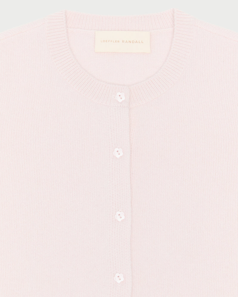 Tucker Cardigan in blush pink cashmere.