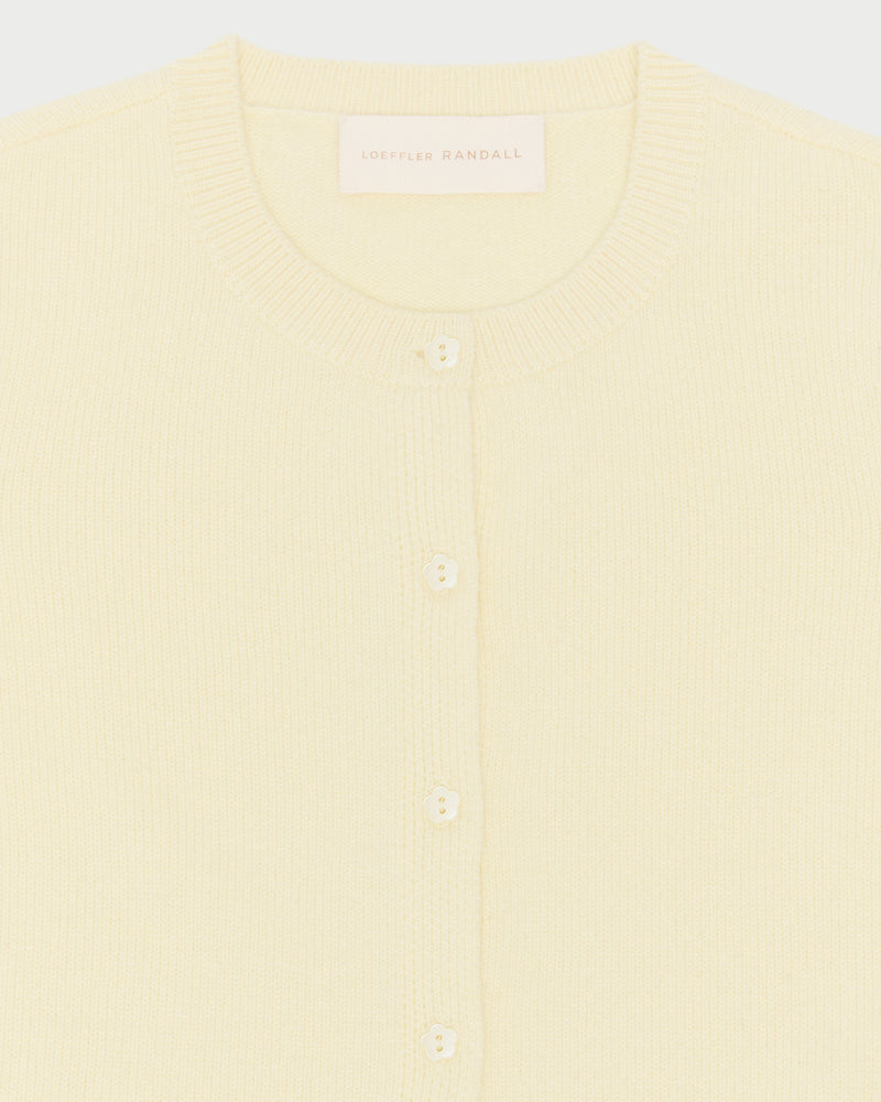 Tucker Cardigan in butter yellow cashmere.