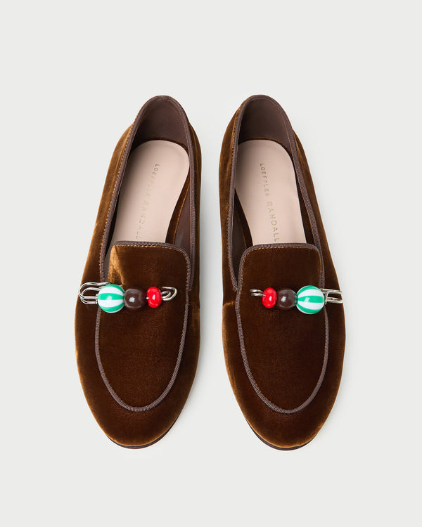 Vale Dark Brown Velvet Loafer