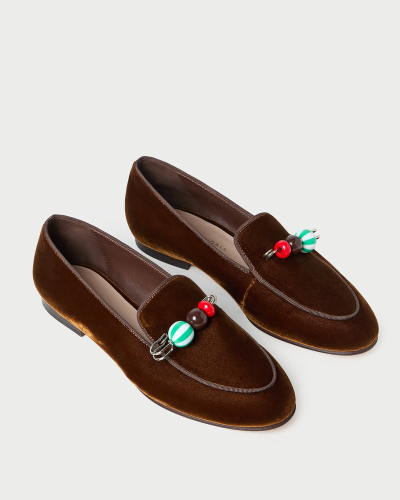 Vale Dark Brown Velvet Loafer