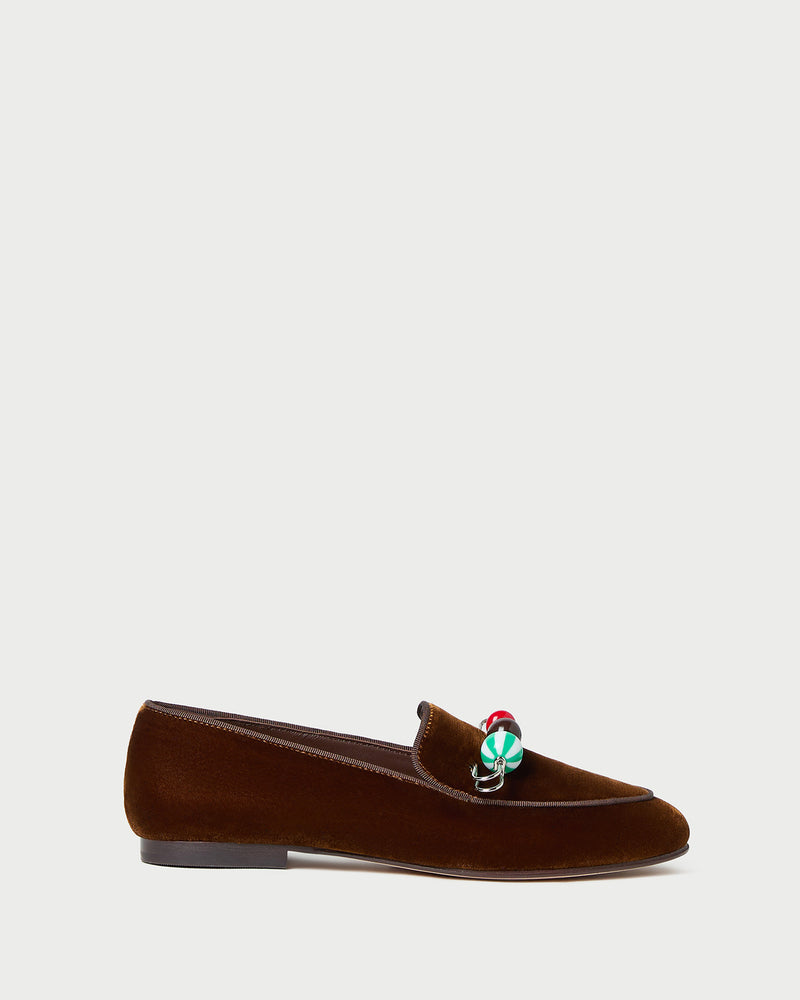 Vale Dark Brown Velvet Loafer