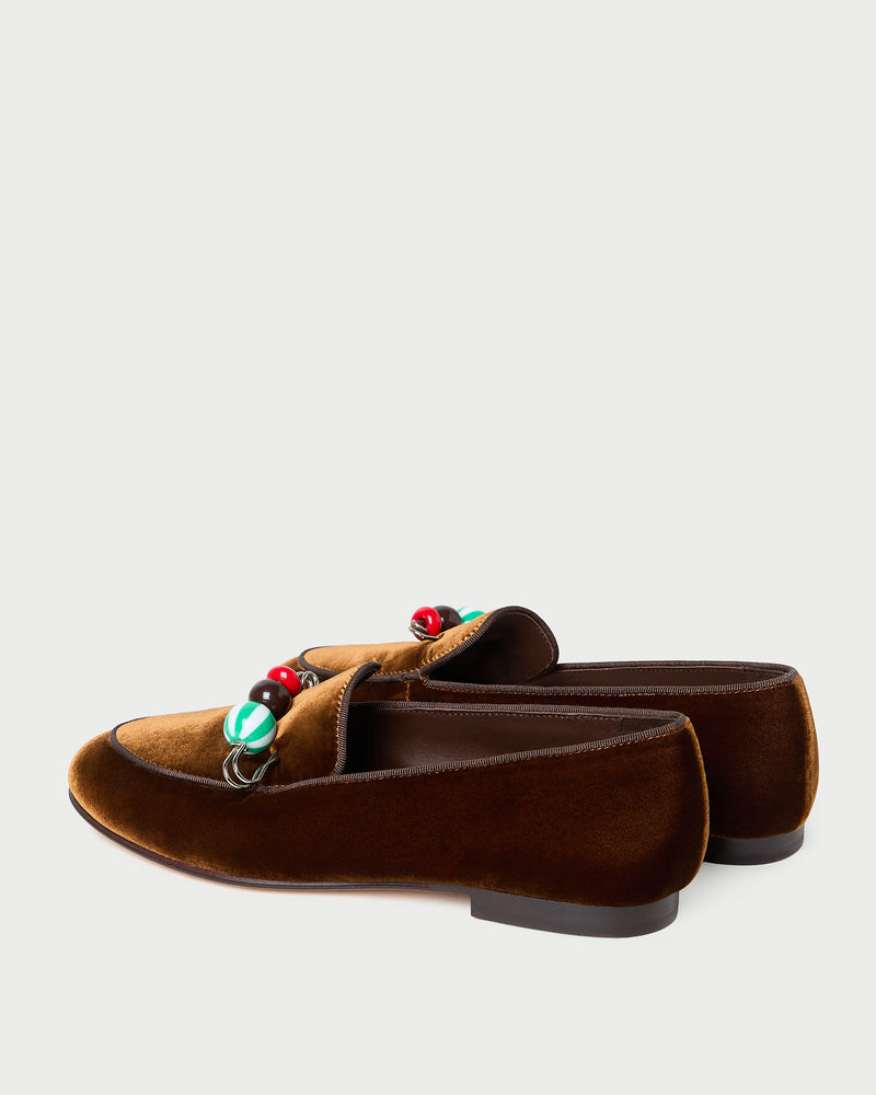Vale Dark Brown Velvet Loafer