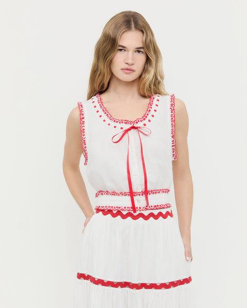 Veda Cream/Red Top | Tops | Apparel