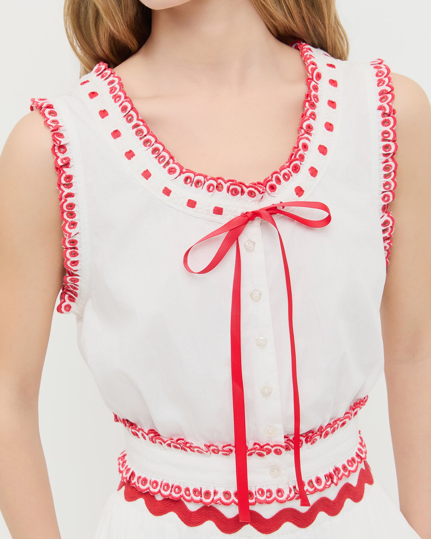 トップス the red thread S symbol bicolor tops トップス the red thread S symbol bicolor tops Lara Top in Rose