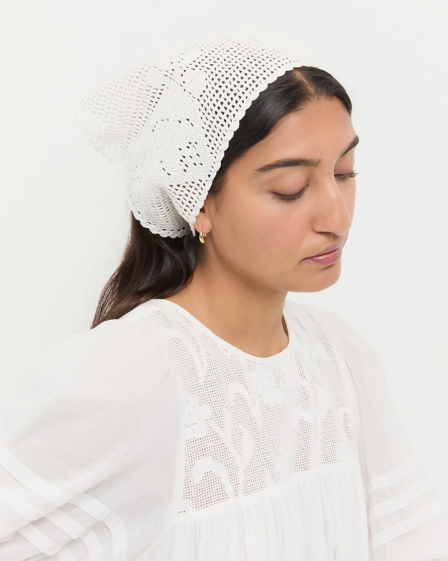 Viv White Crochet Head Scarf | Hair Accessories