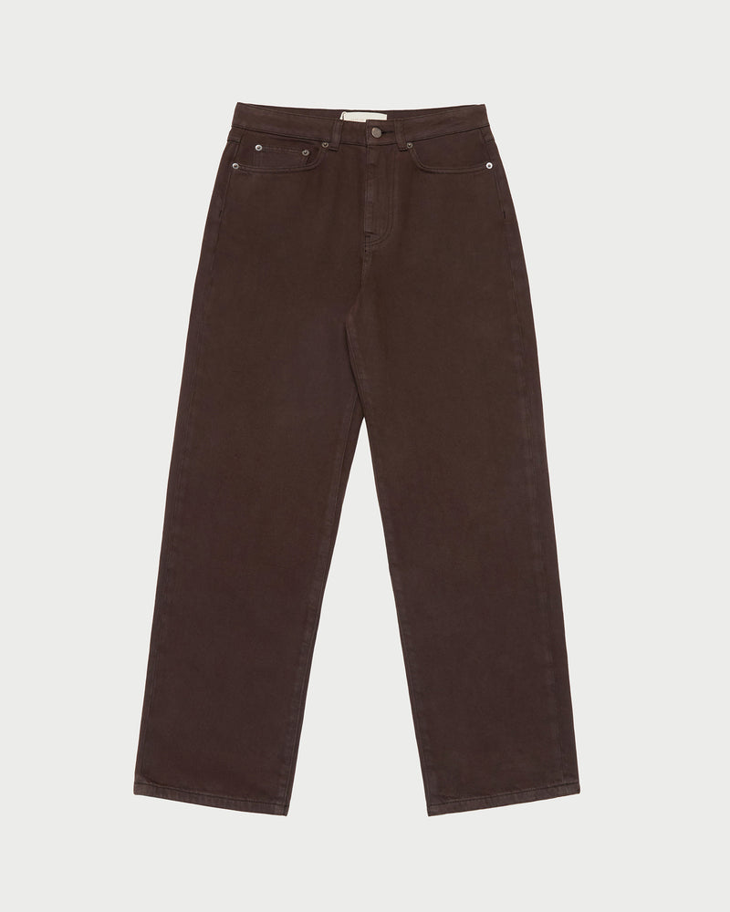 Winona Denim straight leg pant in dark brown.